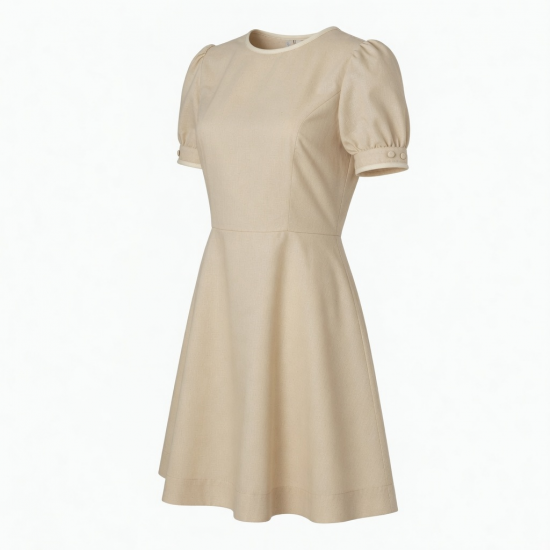 Beige Vintage Mini Dress