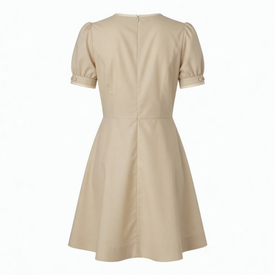 Beige Vintage Mini Dress
