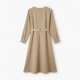 Beige Long Sleeve Midi Dress