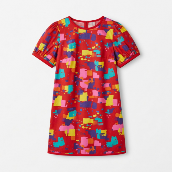 Red Multicolor Women's Mini Dress