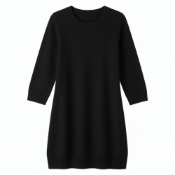 Black Three-Quarter Sleeve Sweater Women's Dress