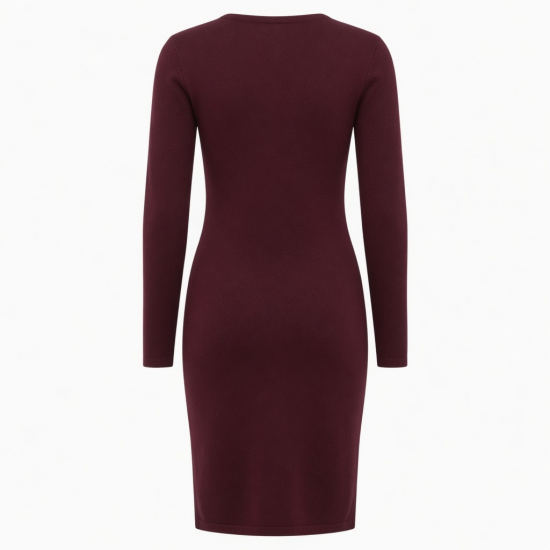 Burgundy Sheath Knit Women's Dress
