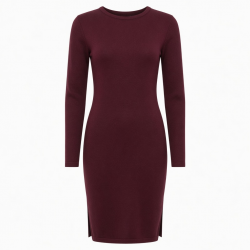 Burgundy Sheath Knit Women's Dress
