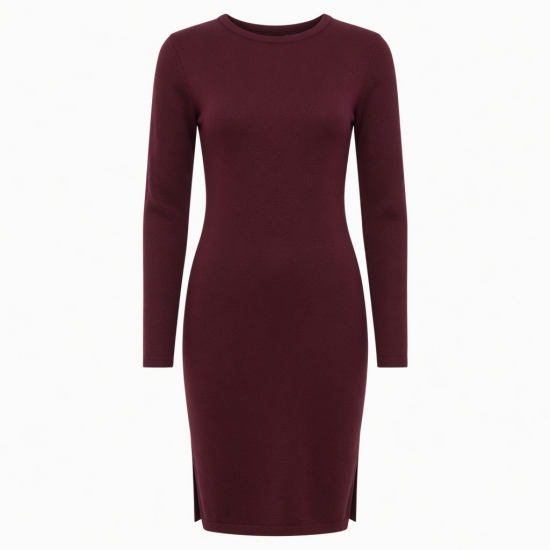 Burgundy Sheath Knit Women's Dress