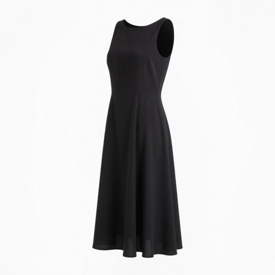 Midi Black Sleeveless Women's Dress