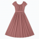 Scoop Neck Pleated A-Line Polyester Women's Gown