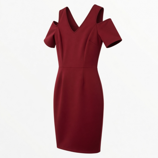 Cold Shoulder V-Neck Sheath Women's Dress