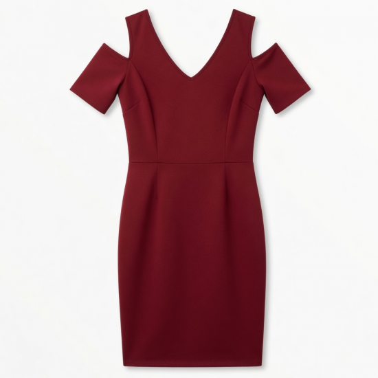 Cold Shoulder V-Neck Sheath Women's Dress