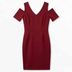 Cold Shoulder V-Neck Sheath Women's Dress