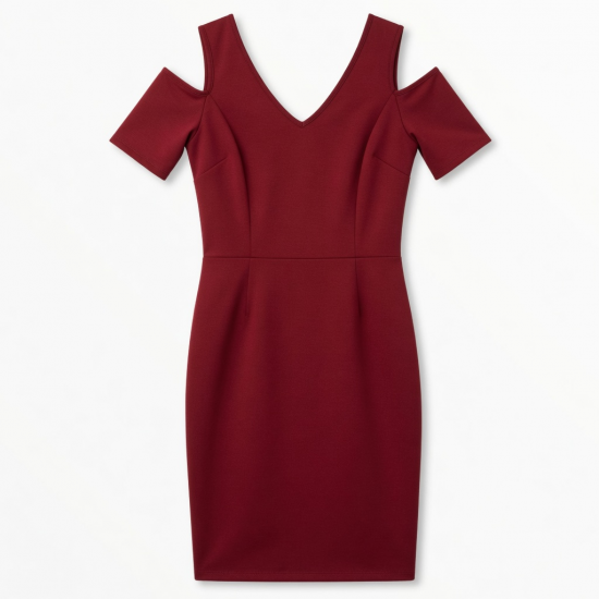 Cold Shoulder V-Neck Sheath Women's Dress