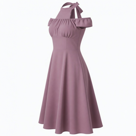 Off-Shoulder Halter Sleeveless Women's Dress