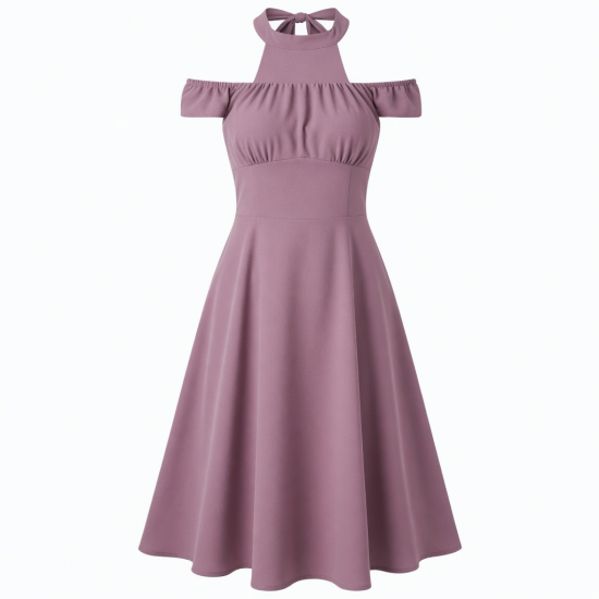 Off-Shoulder Halter Sleeveless Women's Dress
