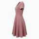 V-Neck Short Sleeve A-Line Fit Flare Women's Dress