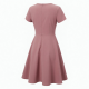 V-Neck Short Sleeve A-Line Fit Flare Women's Dress