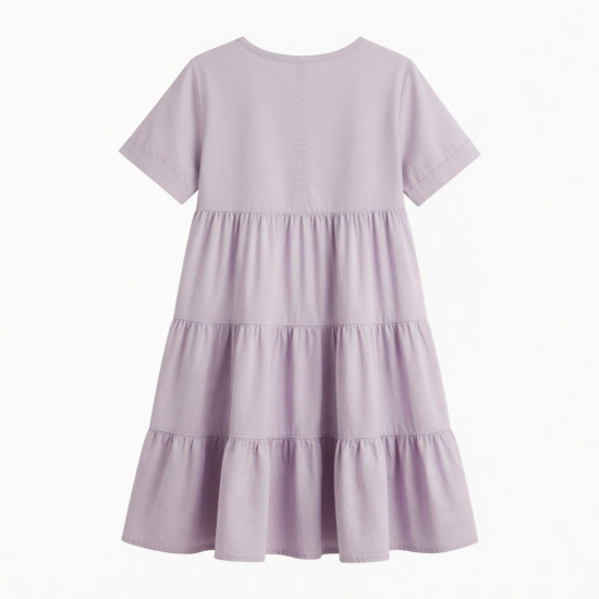 Crewneck Short Sleeve Tiered A-Line Women's Dress