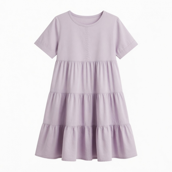 Crewneck Short Sleeve Tiered A-Line Women's Dress