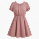 Round Neck Short Sleeve Fit Flare Blouson Women's Dress