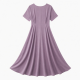 Round Neck Short Sleeve A-Line Flowy Women's Maxi Dress
