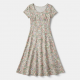 Scoop Neck Short Sleeve A-Line Floral Women's Maxi Dress