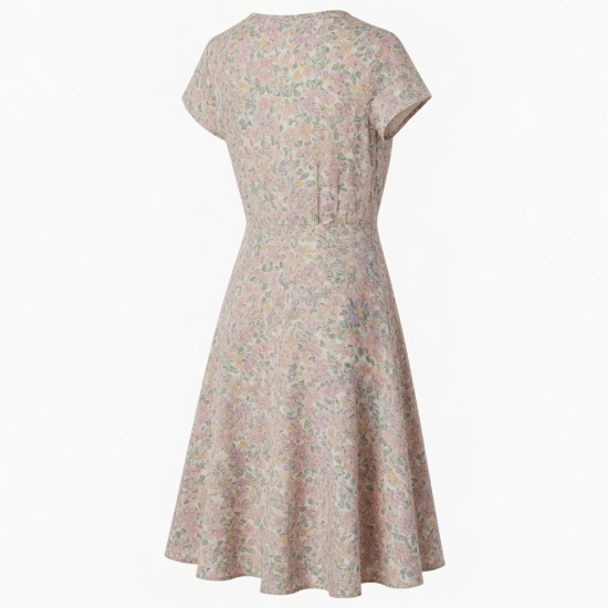 V-Neck Cap Sleeve Wrap Floral Women's Dress