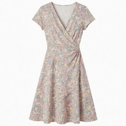 V-Neck Cap Sleeve Wrap Floral Women's Dress