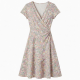 V-Neck Cap Sleeve Wrap Floral Women's Dress