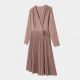 V-Neck Long Sleeve Wrap Pleated Women's Dress