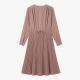 V-Neck Long Sleeve Wrap Pleated Women's Dress