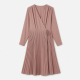 V-Neck Long Sleeve Wrap Pleated Women's Dress