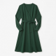 V-Neck Long Sleeve Wrap Polyester Women's Dress