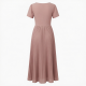 Scoop Neck Short Sleeve Pleated Women's Maxi Dress