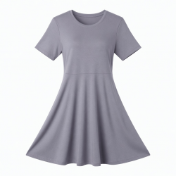Round Neck Short Sleeve A-Line Jersey Women's Dress
