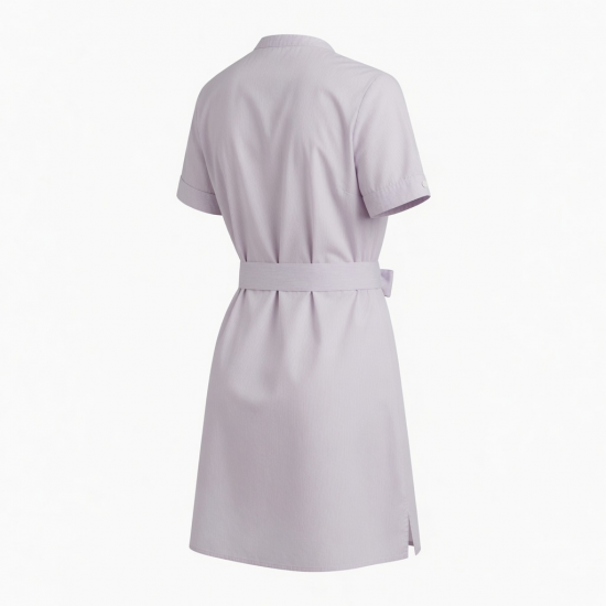 V-Neck Short Sleeve Belted Cotton Women's Shirt Dress