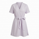 V-Neck Short Sleeve Belted Cotton Women's Shirt Dress