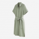 Collared Short Sleeve Relaxed Fit Belted Women's Shirt Dress