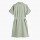 Collared Short Sleeve Relaxed Fit Belted Women's Shirt Dress