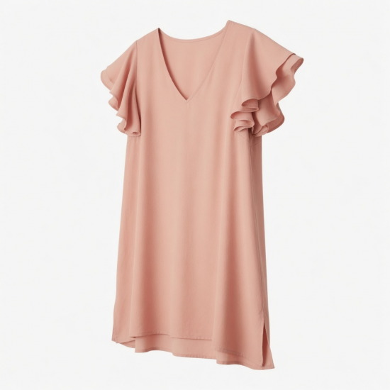 V-Neck Short Sleeve Flutter Shift Women's Dress