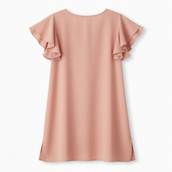 V-Neck Short Sleeve Flutter Shift Women's Dress