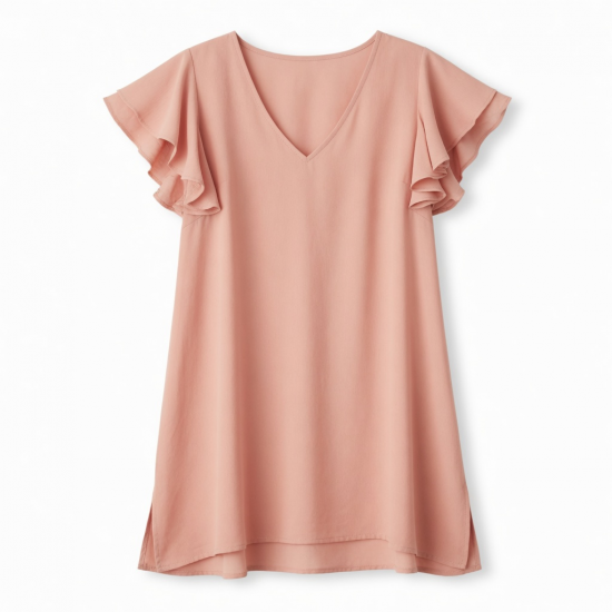 V-Neck Short Sleeve Flutter Shift Women's Dress