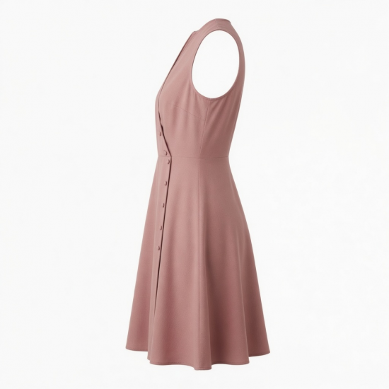 V-Neck Sleeveless Wrap Button Women's Dress