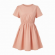 Round Neck Short Sleeve Gathered Women's Dress
