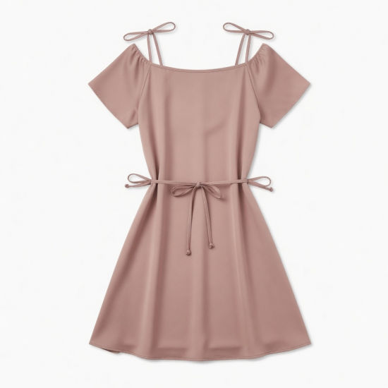 V-Neck Spaghetti Strap Cap Sleeve Women's Mini Dress