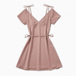 V-Neck Spaghetti Strap Cap Sleeve Women's Mini Dress