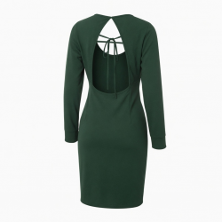 Round Neck Long Sleeve Open Back Sheath Women's Dress