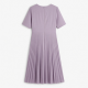 V-Neck Short Sleeve Pleated Sheath Women's Midi Dress