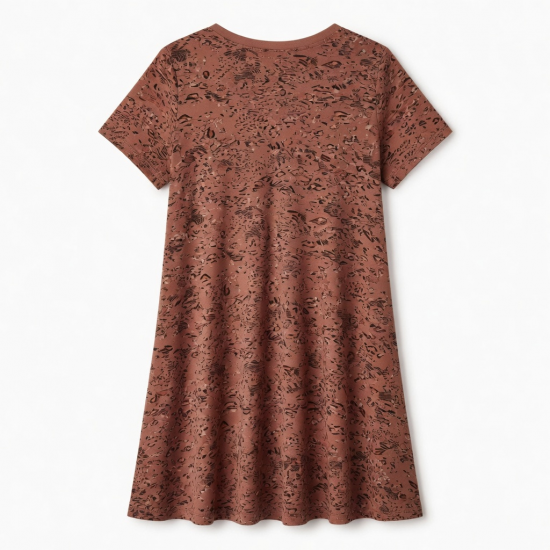 V-Neck Short Sleeve Animal Print Jersey Women's Dress