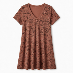 V-Neck Short Sleeve Animal Print Jersey Women's Dress