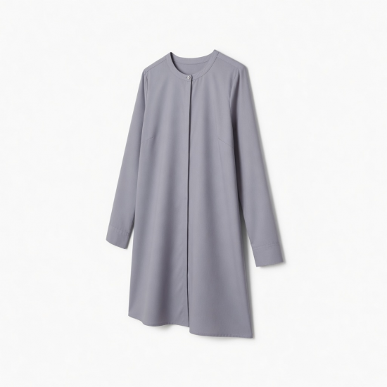 Round Neck Long Sleeve Shift Button Women's Shirt Dress