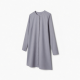 Round Neck Long Sleeve Shift Button Women's Shirt Dress