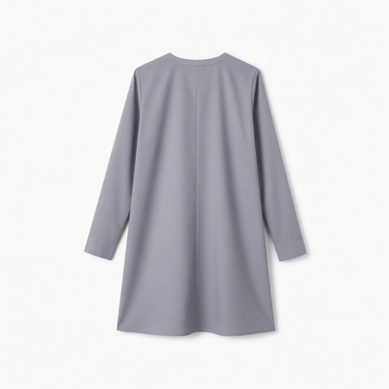 Round Neck Long Sleeve Shift Button Women's Shirt Dress